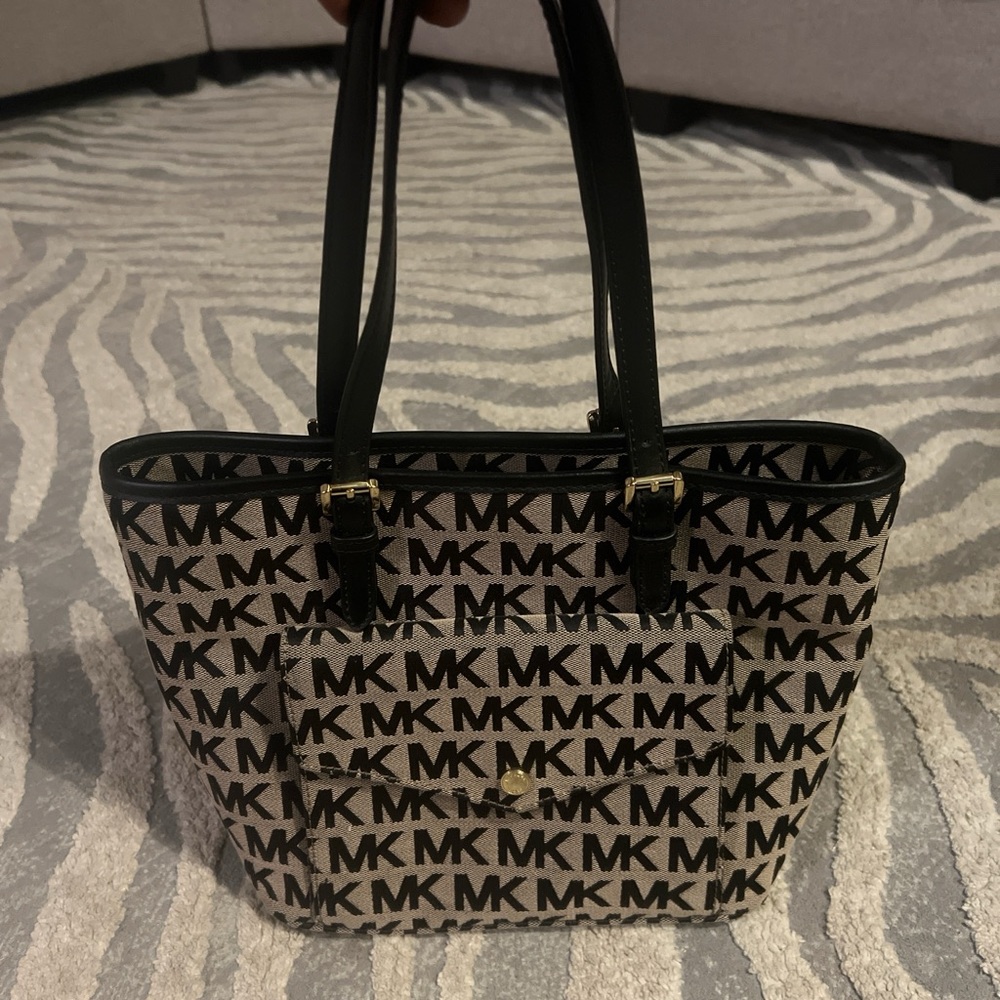 Michael Kors Black and Cream Logo Tote